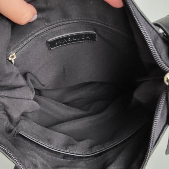 Mia & Luca Black Faux Leather Shoulder/Crossbody Bag  I Zip Pockets - Picture 4 of 6